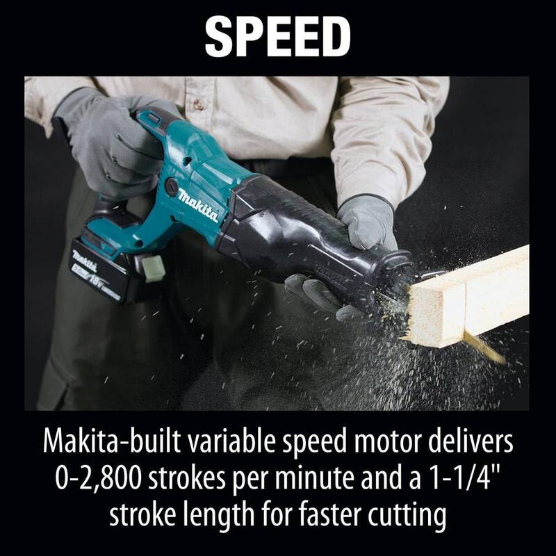 Sierra reciproca inalámbrica Makita 18V 5.0Ah LXT de iones de litio - XRJ04T
