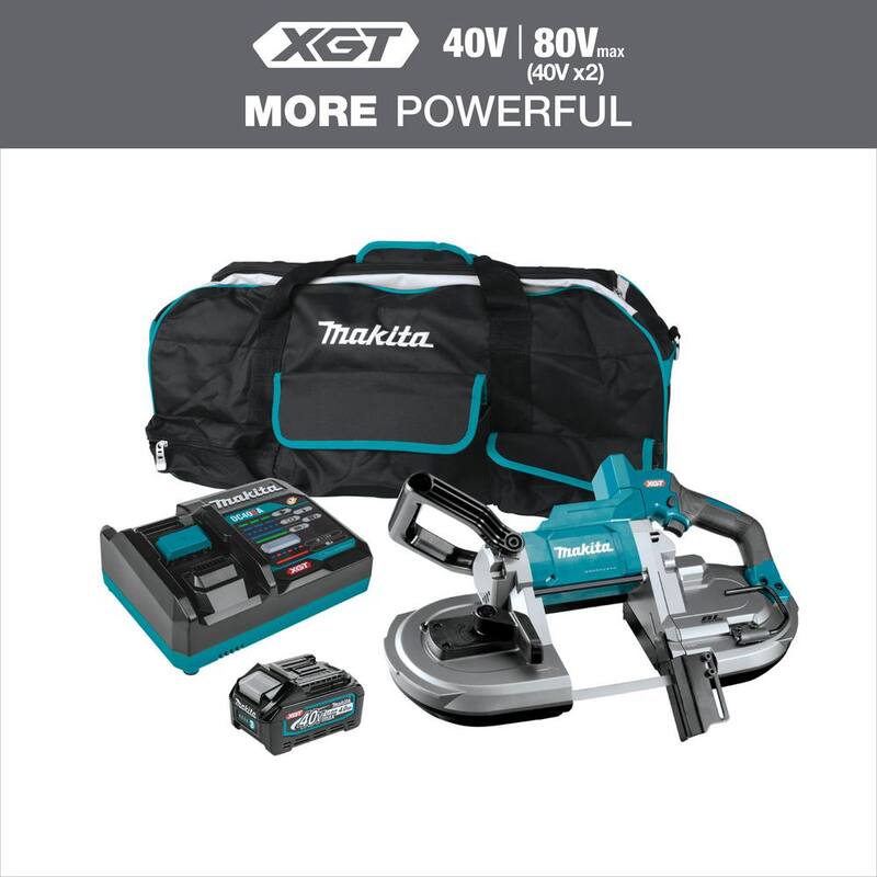 Makita 40V máx XGT Sierra de cinta portátil inalámbrica Brushless de corte profundo Kit, 4.0Ah - GBP01M1