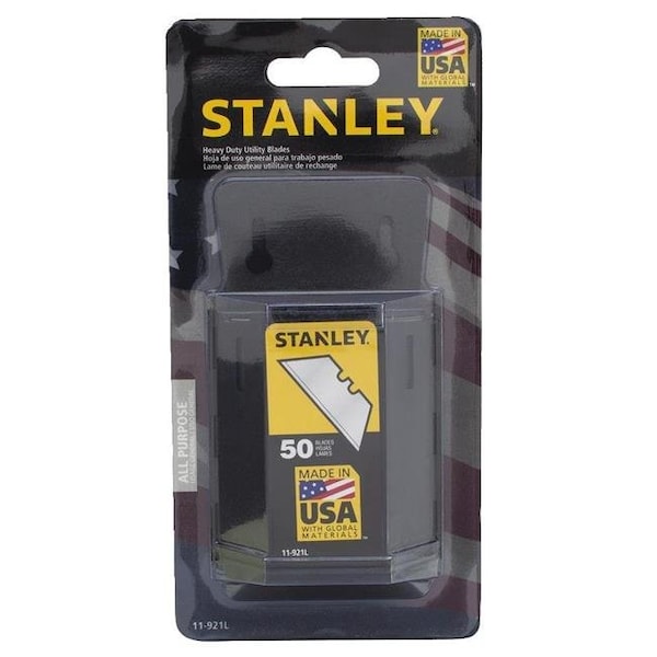 Stanley Stanley 680-11-921L Heavy Duty Utility Blades with Dispenser - Pack of 50 - 680-11-921L