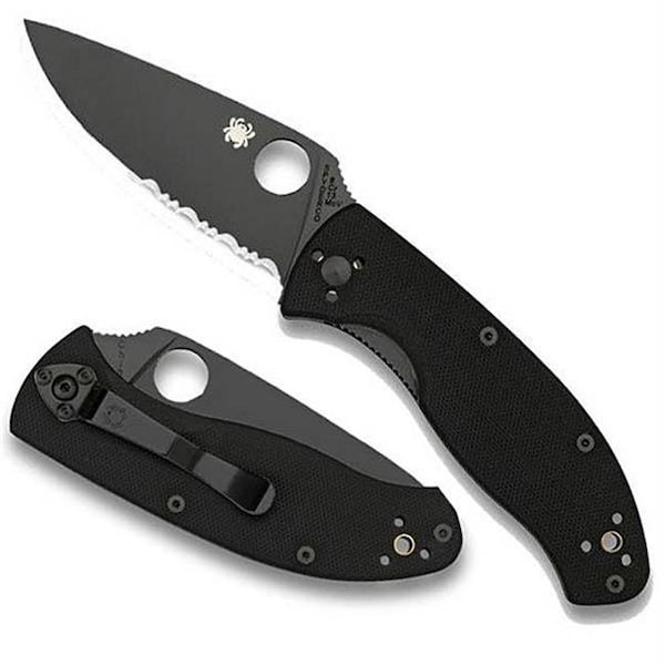 Spyderco Spyderco Tenacious  Black G-10 Handle  Black Blade  ComboEdge - C122GBBKPS