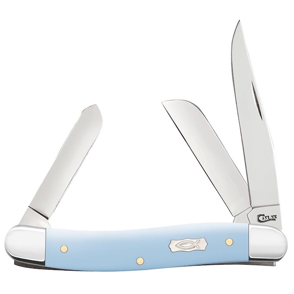 Case Cutlery 2023 Case Ichthus Ice Blue Synthetic Medium Stockman 4318 Ss - CAS-23381
