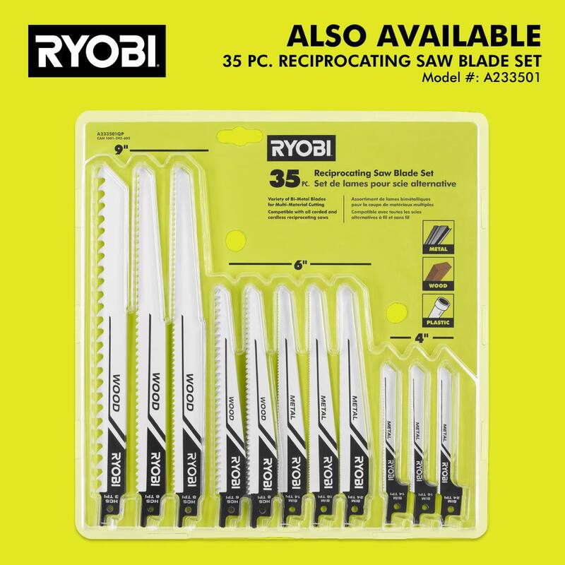 RYOBI ONE+ HP 18V Sierra recíproca compacta inalámbrica sin escobillas de una mano con batería de 2.0 Ah y cargador - Kit PSBRS02K1