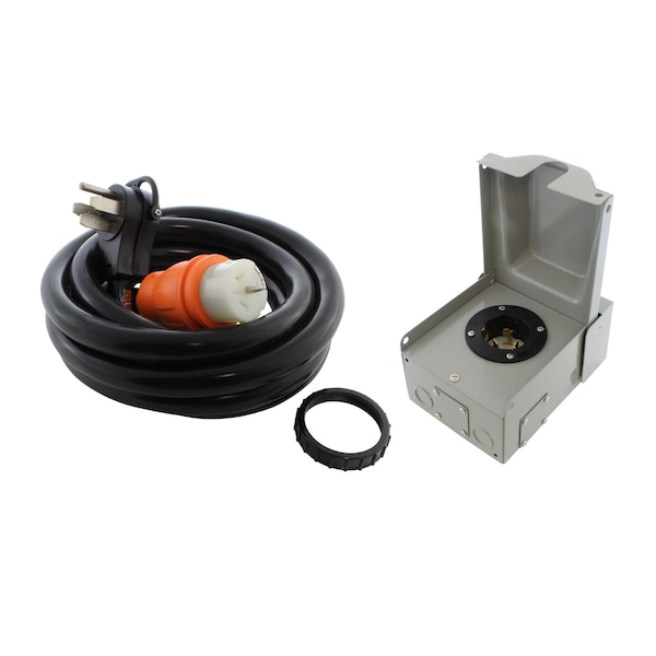 Ac Works 50A Emergency Power Kit with SS2-50 Inlet Box and 15ft Cord - EP1450KIT-015