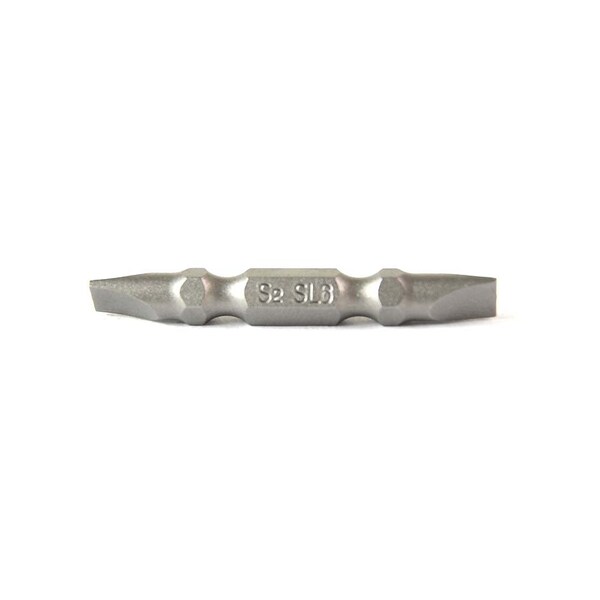 Superior Steel Slotted Double End Screwdriver Bits - 2 Inch Long - 6mm Wide Slot, PK 25 - SL206D-25PK