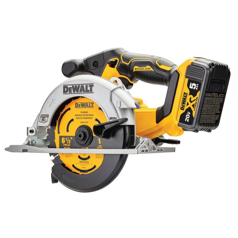 Sierra circular inalámbrica DEWALT 20V MAX de iones de litio de 6-1/2 pulgadas (Herramienta solamente) - DCS565P1