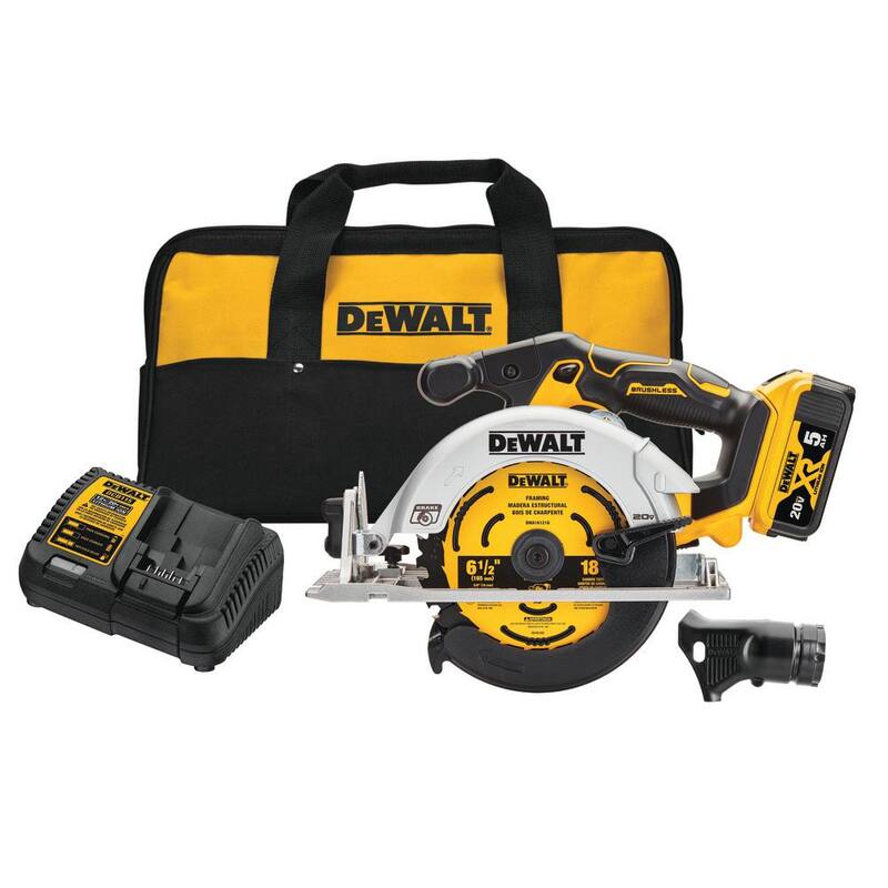 Sierra circular inalámbrica DEWALT 20V MAX de iones de litio de 6-1/2 pulgadas (Herramienta solamente) - DCS565P1