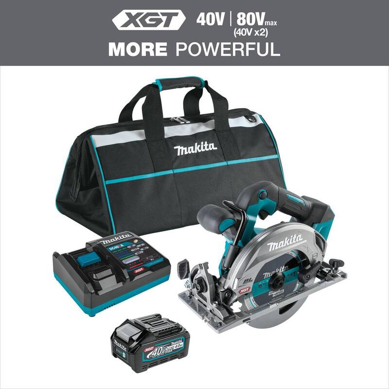 Sierra circular inalámbrica sin escobillas Makita 40V Max XGT de 6-1/2 pulgadas, kit con capacidad AWS (4.0Ah) - GSH05M1