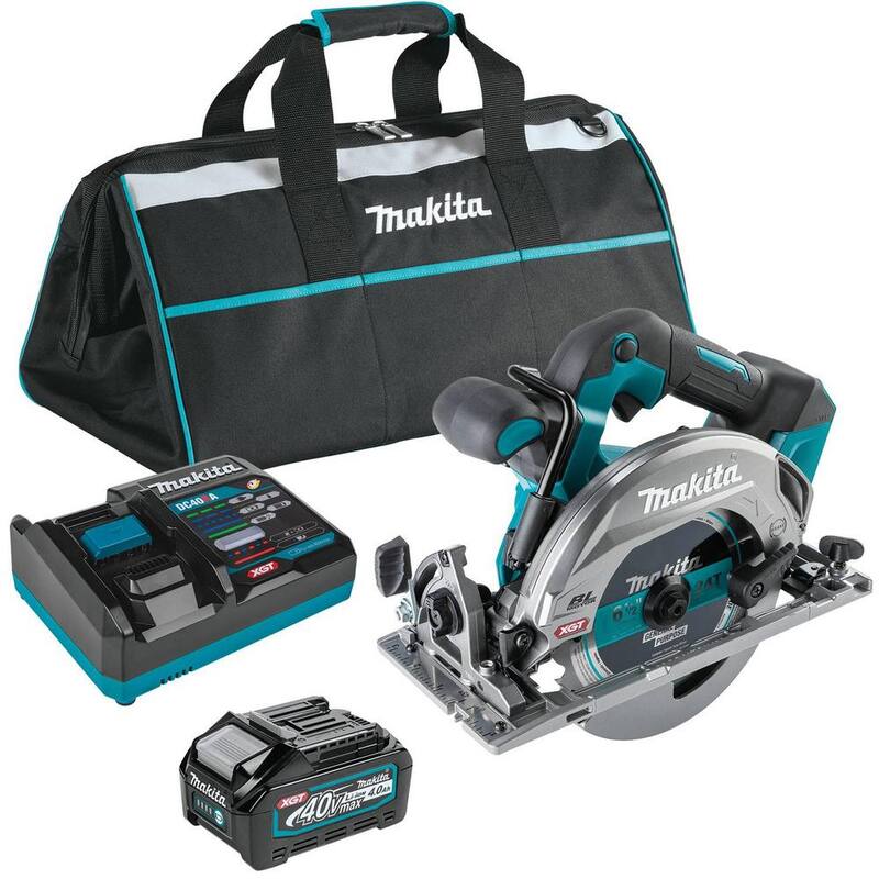 Sierra circular inalámbrica sin escobillas Makita 40V Max XGT de 6-1/2 pulgadas, kit con capacidad AWS (4.0Ah) - GSH05M1