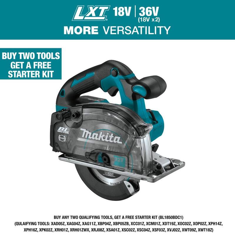 Sierra para corte de metal inalámbrica sin escobillas de 5-7/8 pulgadas con freno eléctrico y recolector de virutas, solo herramienta - XSC04Z de 18V LXT de Makita