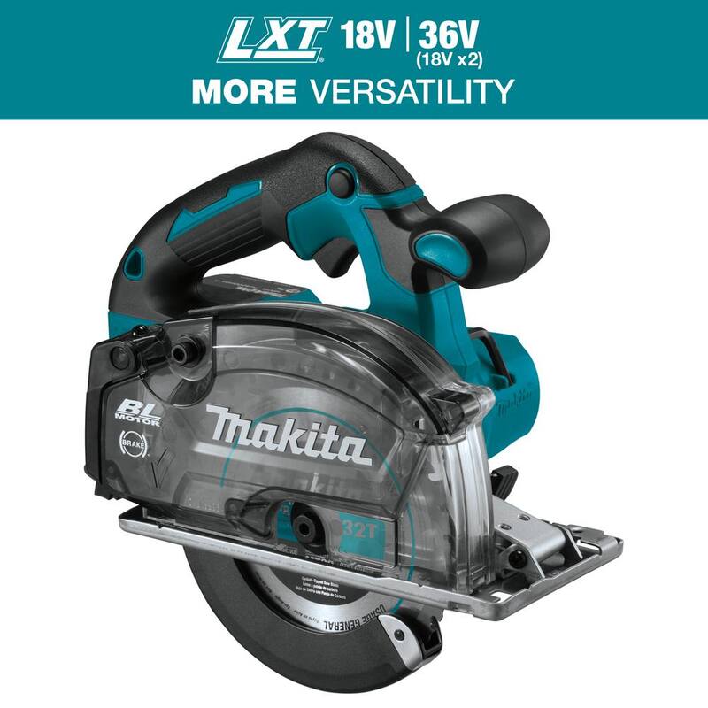 Sierra para corte de metal inalámbrica sin escobillas de 5-7/8 pulgadas con freno eléctrico y recolector de virutas, solo herramienta - XSC04Z de 18V LXT de Makita