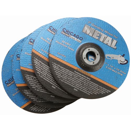Rueda para amolar metal de grano 24 de 7 pulgadas Warrior, paquete de 5 - 90336