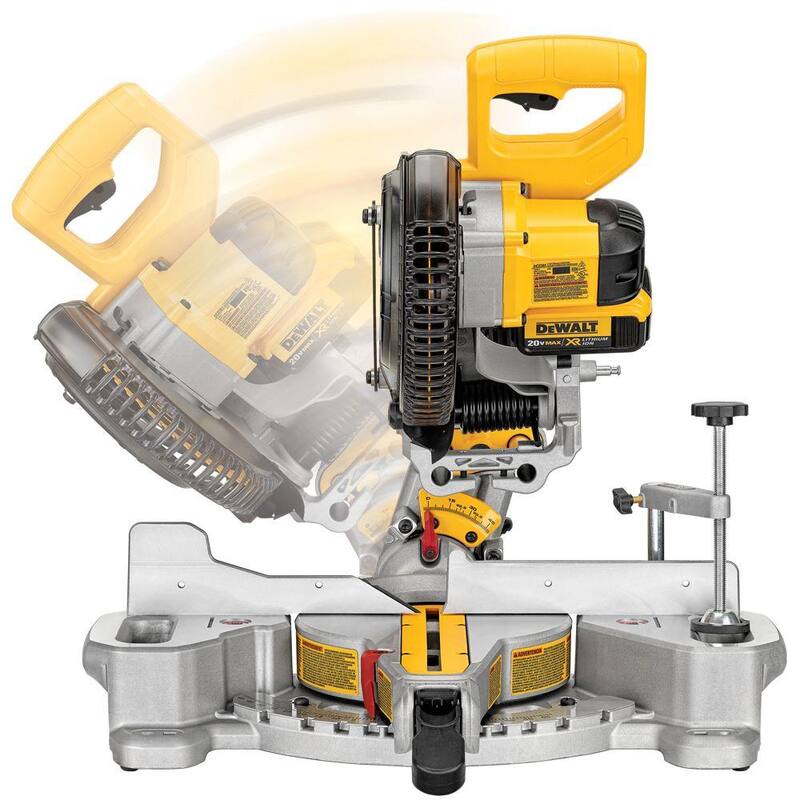 DEWALT Sierra ingletadora deslizante inalámbrica 20V MAX de 7-1/4 pulgadas y (1) batería de iones de litio Premium 20V MAX de 4.0Ah - DCS361BW204