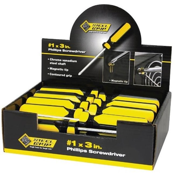 Steel Grip Steel Grip 2265346 3 in. Phillips Screwdriver Counter Top No.1 Display Steelgrip - pack of 24 - 2265346