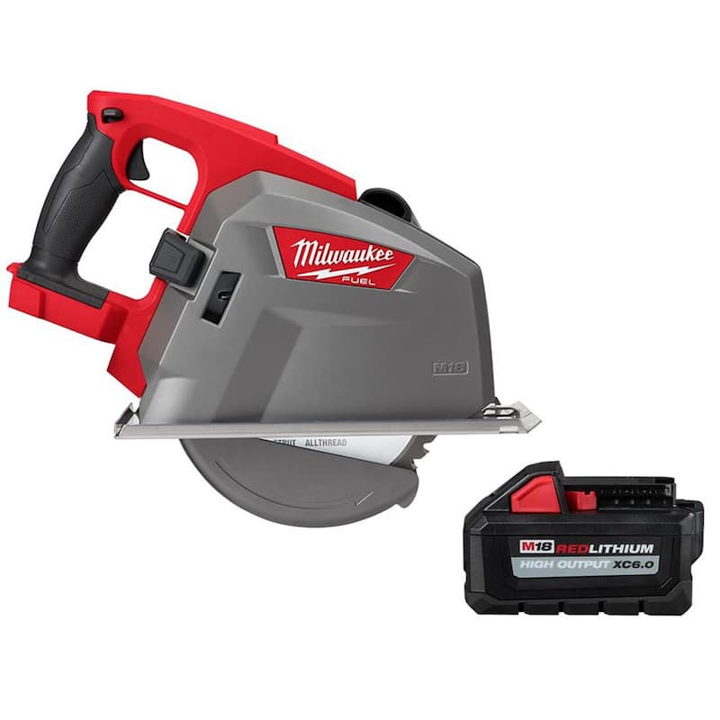 Sierra circular de corte de metal inalámbrica Milwaukee M18 FUEL 18V de 8 pulgadas con batería de iones de litio de 6.0 Ah - 2982-20-48-11-1865