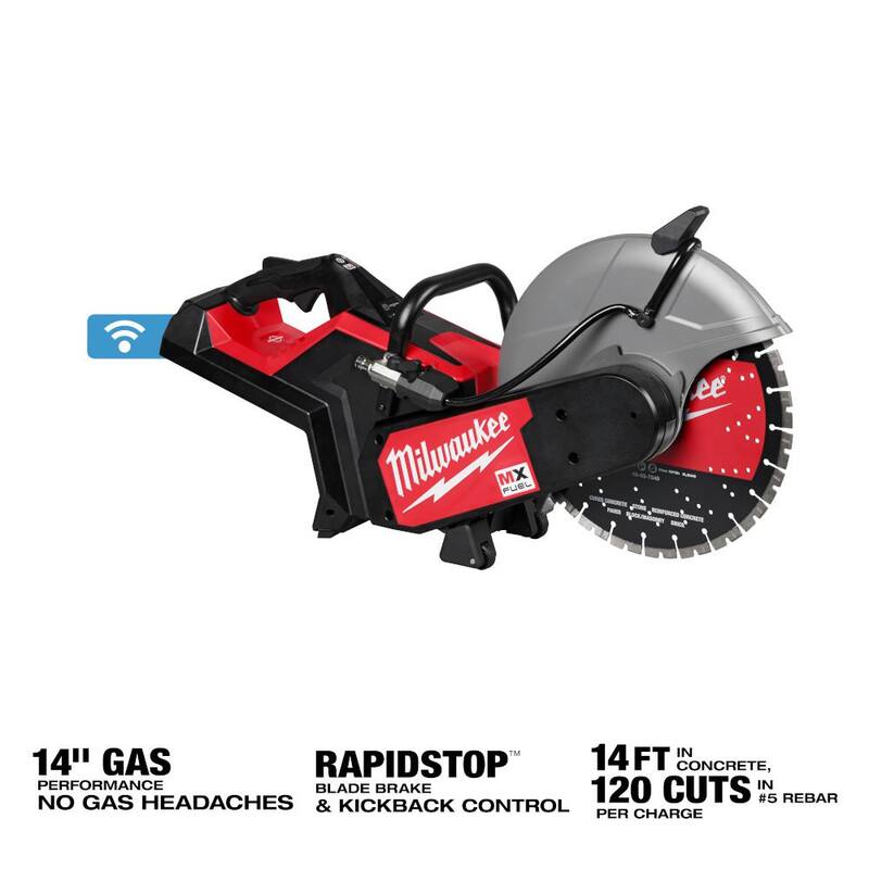Sierra de corte inalámbrica Milwaukee MX FUEL de 14 pulgadas con freno RAPIDSTOP y batería de 12.0 Ah - Modelo MXF315-0-MXFHD812