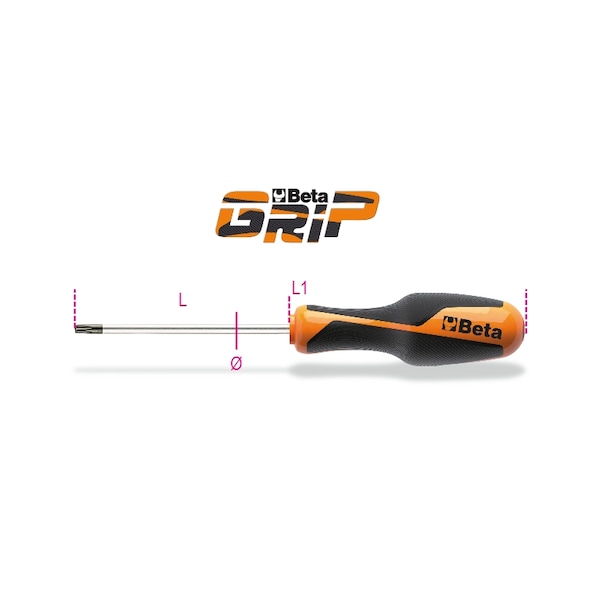 Beta 1268RTX Torx Driver for Tamper Resistant Torx Head Screws, Ergonomic Handle, T30 - 012680030