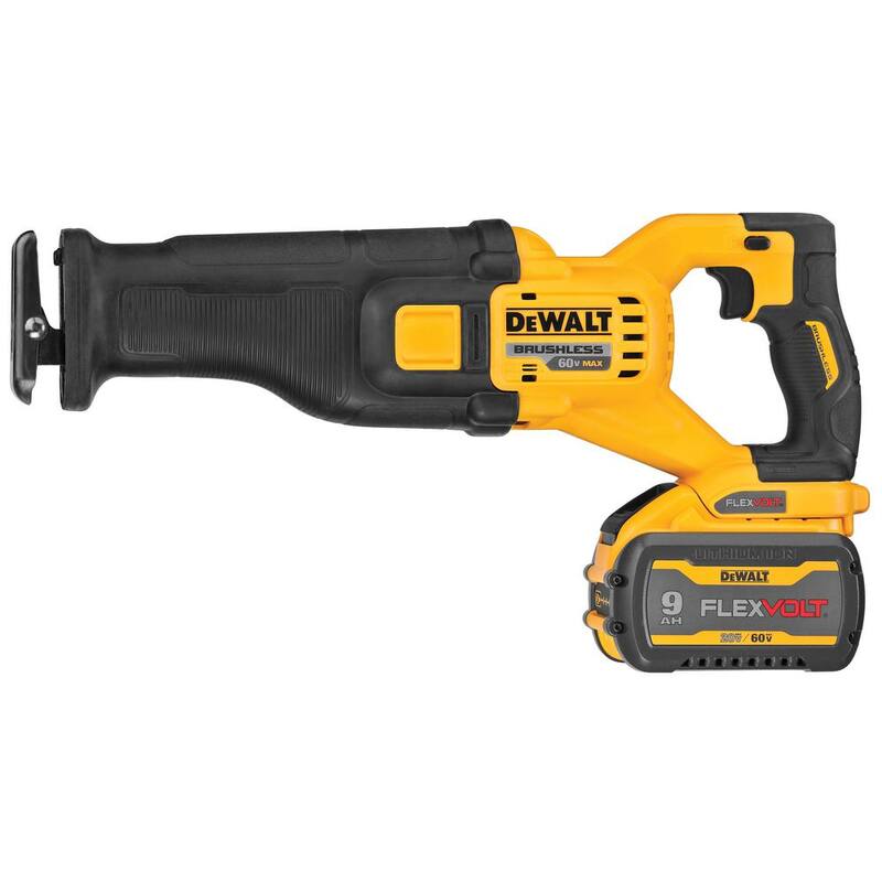 Sierra reciproca inalámbrica sin escobillas DEWALT FLEXVOLT 60V MAX y sierra circular de 6-1/2 pulgadas 20V con (2) baterías FLEXVOLT 9.0Ah - DCS389X2WDCS391