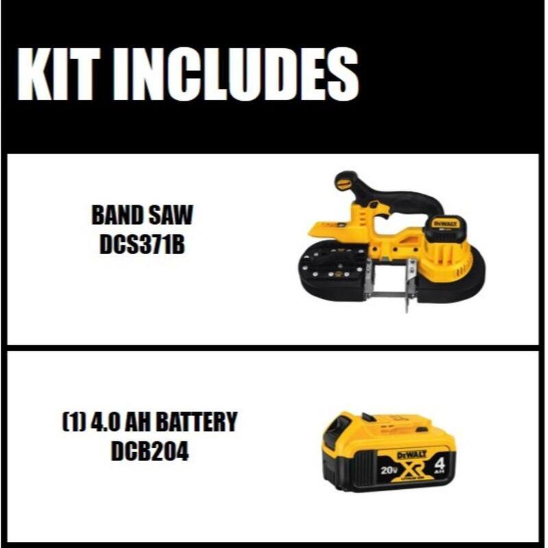 Sierra de banda inalámbrica DEWALT 20V MAX y (1) batería de 20V MAX de iones de litio Premium de 4.0Ah - DCS371BW204