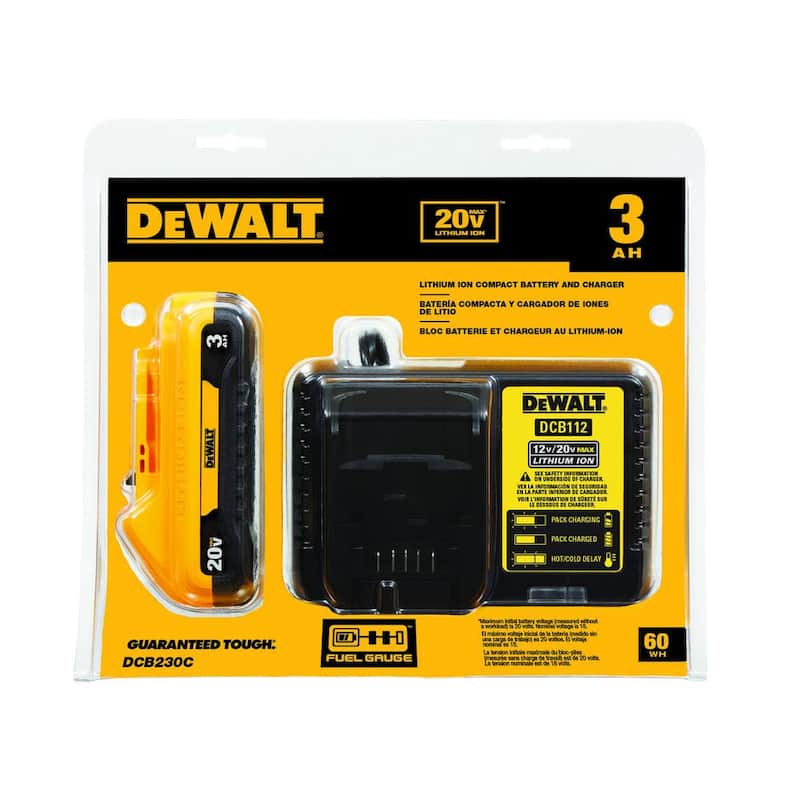 Sierra de calar inalámbrica sin escobillas DEWALT 20V MAX XR, (1) batería de iones de litio compacta de 20V MAX de 3.0Ah y cargador 12V-20V MAX - DCS334BW230C