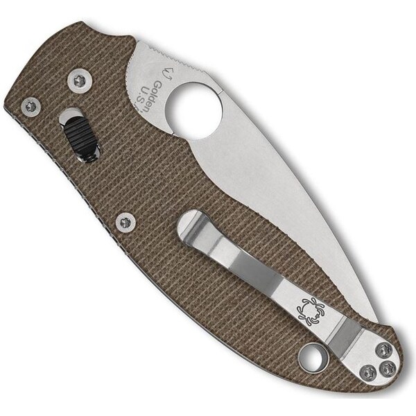 Spyderco 2024 Spyderco Reveal 14, Manix 2 Brown Canvas Micarta Cpm Cru-Wear, Plain Edge - SPY-C101MPCW2