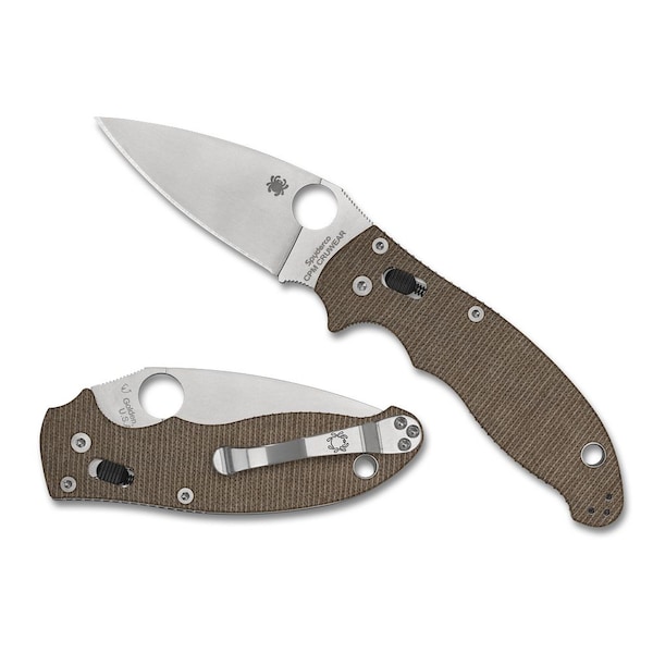Spyderco 2024 Spyderco Reveal 14, Manix 2 Brown Canvas Micarta Cpm Cru-Wear, Plain Edge - SPY-C101MPCW2