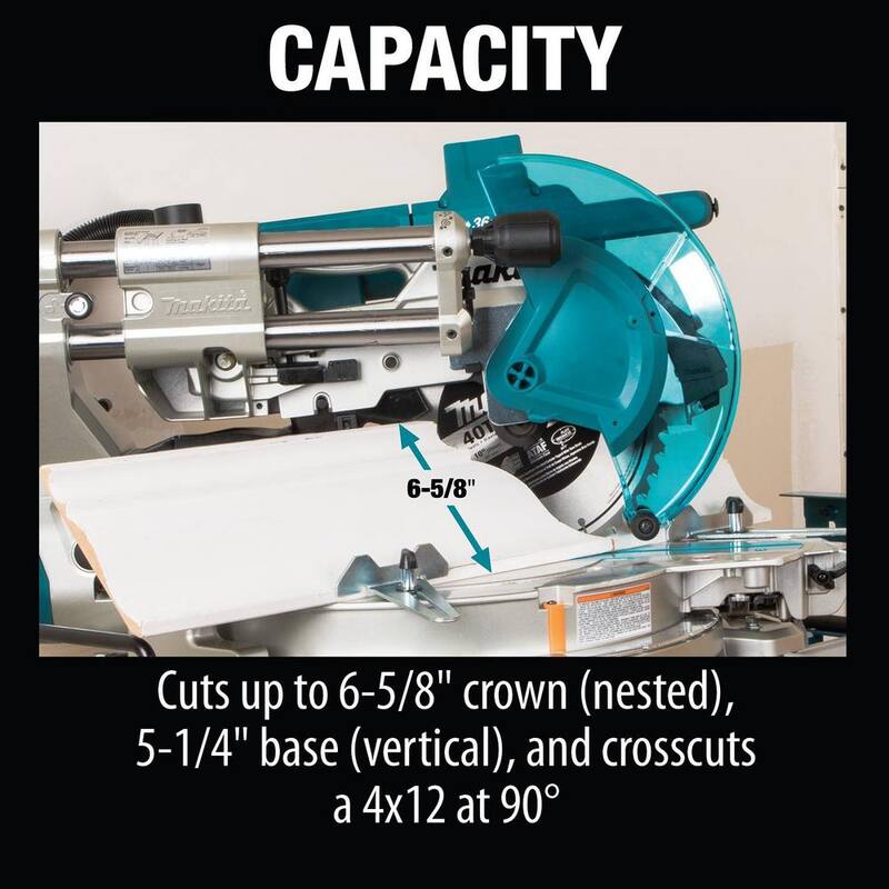 Sierra ingleteadora compuesta deslizante con bisel doble inalámbrica sin escobillas de 10 pulgadas de litio-ion 36V LXT X2 de Makita Kit con láser 5.0 Ah - XSL04PTU