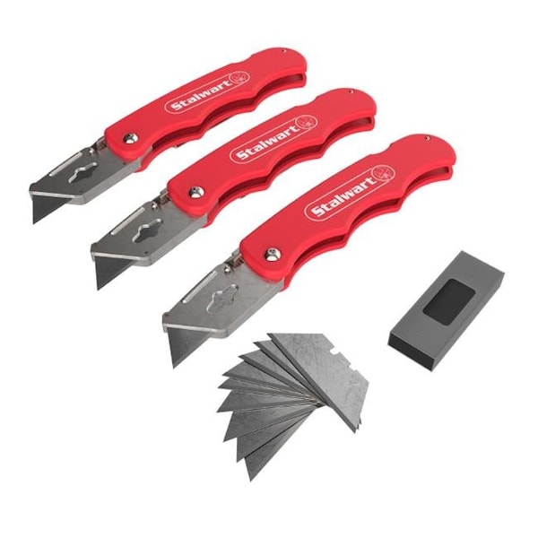 Stalwart Stalwart 75-HT4098 Folding Utility Knife with Blades - Set of 3 - 75-HT4098