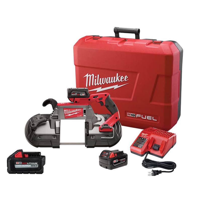 Sierra de cinta inalámbrica Milwaukee M18 FUEL de 18 voltios con batería de iones de litio sin escobillas de corte profundo y kit con batería adicional de 6.0 Ah - 2729-22-48-11-1865.