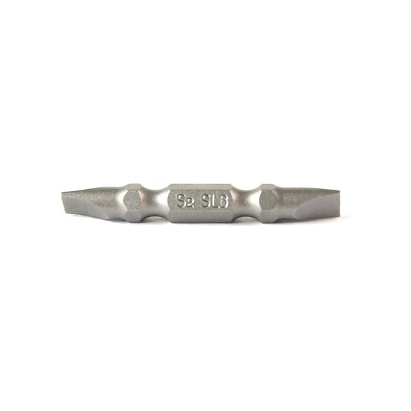 Superior Steel Slotted Double End Screwdriver Bits - 2 Inch Long - 6mm Wide Slot, PK 10 - SL206D-10PK