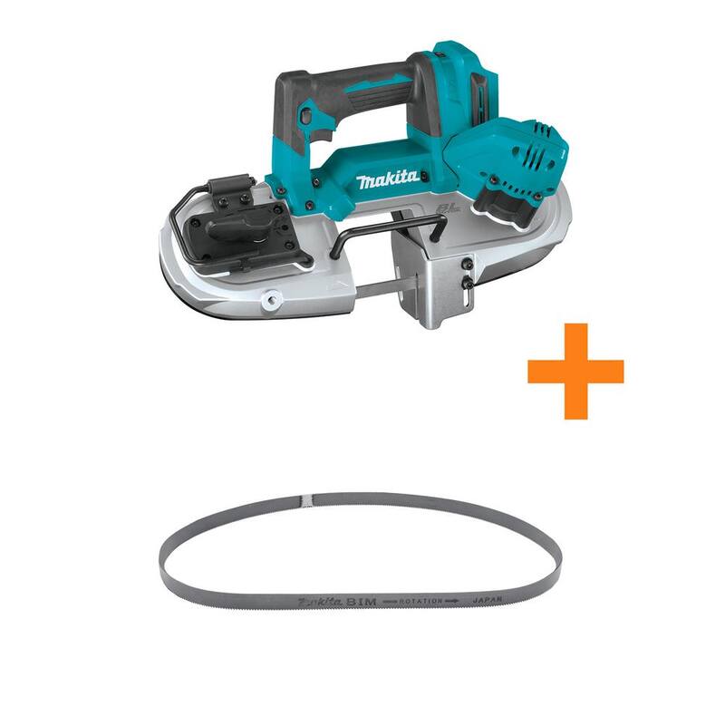 Sierra de cinta inalámbrica compacta sin escobillas Makita 18V LXT (solo herramienta) con hoja de sierra de cinta portátil de 32-7/8 pulgadas y 18 TPI - XBP04Z-A97570.