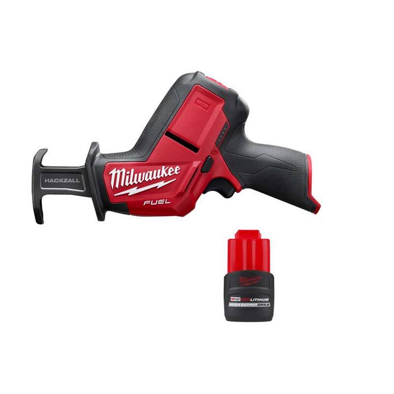 Milwaukee M12 FUEL 12V Lithium-Ion Brushless Cordless HACKZALL Sierra Recíproca con Batería CP de Alto Rendimiento de 2.5 Ah - 2520-20-48-11-2425