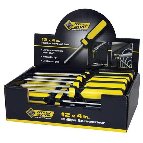 Steel Grip Steel Grip 2265361 No.2 x 4 in. Phillips Screwdriver Counter Top Display Steelgrip - pack of 24 - 2265361