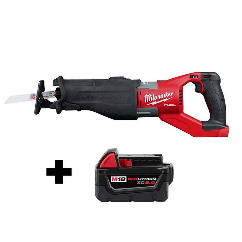 Milwaukee M18 FUEL 18V Sierra recíproca orbital inalámbrica Brushless de iones de litio SUPER SAWZALL con batería M18 5.0 Ah - 2722-20-48-11-1850