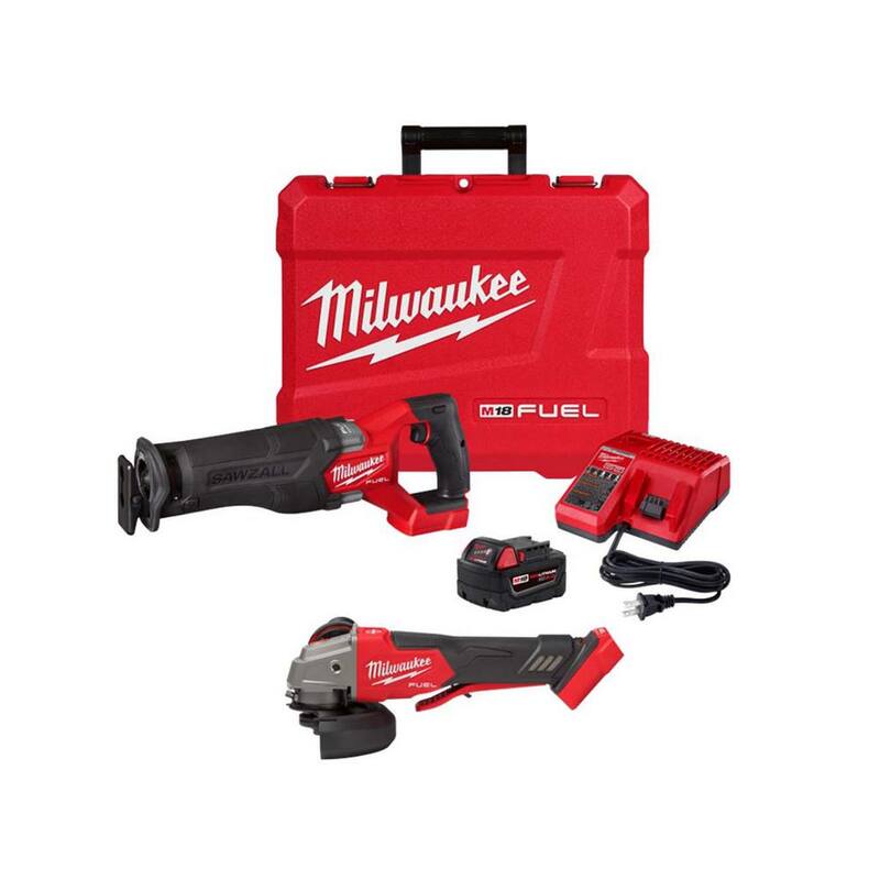 Sierra alternativa inalámbrica Milwaukee M18 FUEL 18V de iones de litio sin escobillas con kit de sierra recíproca SAWZALL con amoladora sin escobillas - 2821-21-2888-20.