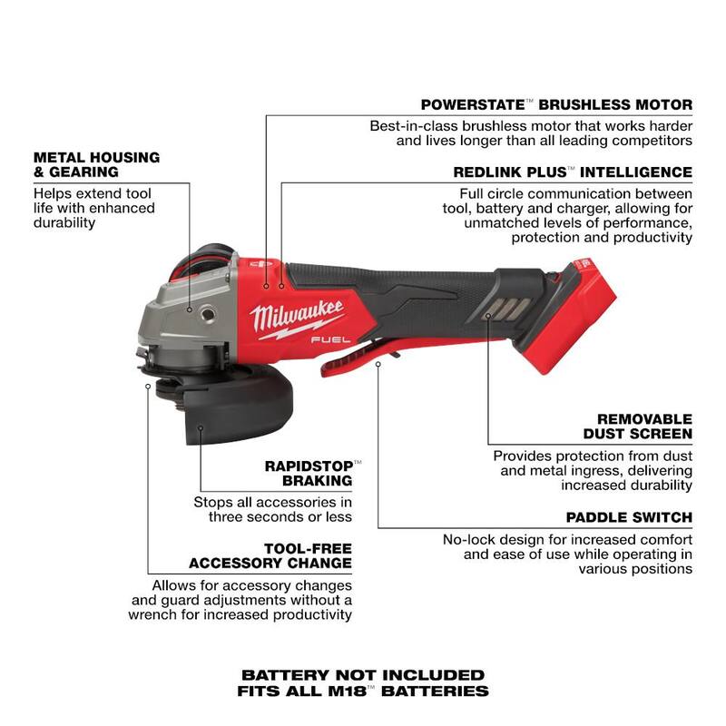 Sierra alternativa inalámbrica Milwaukee M18 FUEL 18V de iones de litio sin escobillas con kit de sierra recíproca SAWZALL con amoladora sin escobillas - 2821-21-2888-20.