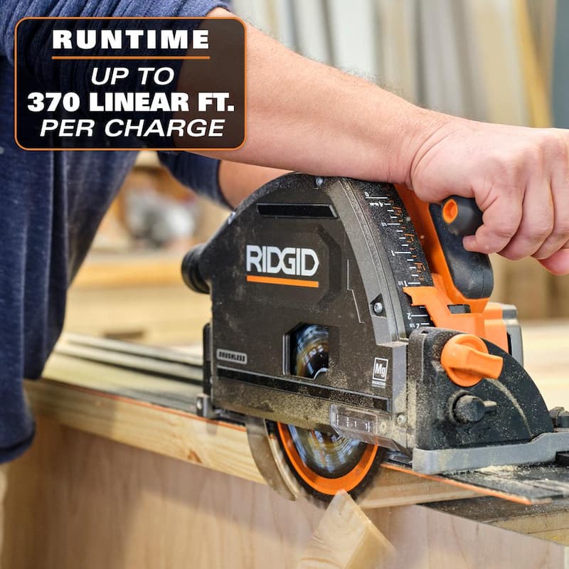 Sierra de riel inalámbrica RIDGID 18V sin escobillas con batería de iones de litio de 18V 6.0 Ah de salida máxima y cargador rápido - R48630B-AC840060-AC86098.