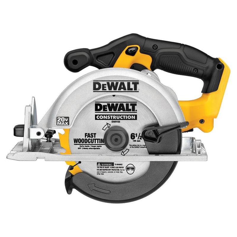 Sierra circular inalámbrica DEWALT 20V MAX de 6.5 pulgadas, (1) Batería de 20V de iones de litio de 5.0Ah, Cargador y Bolsa de herramientas - DCS391BW205CK