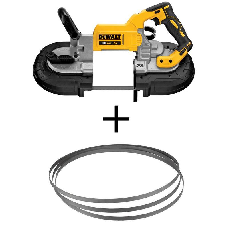 Sierra de banda portátil sin escobillas DEWALT 20V MAX XR con corte profundo (solo herramienta) y hoja de sierra 18 TPI (paquete de 3) - DCS374BWDW3989
