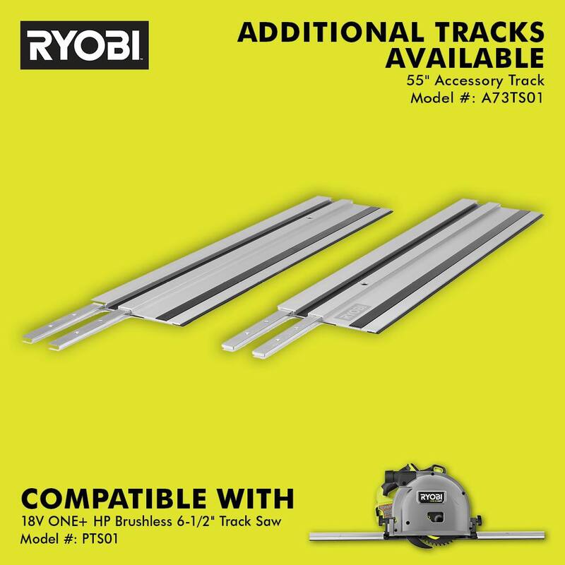 RYOBI ONE+ HP 18V Sierra circular de riel inalámbrica sin escobillas de 6-1/2 pulgadas con kit de (2) baterías de alto rendimiento de 4.0 Ah y cargador - PTS01K-PBP004