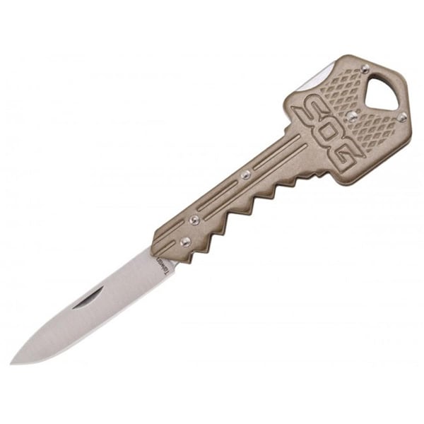 Sog 1.5 in. Straight Edge Key Folding Knife, Brass - SOG-KEY102-CP