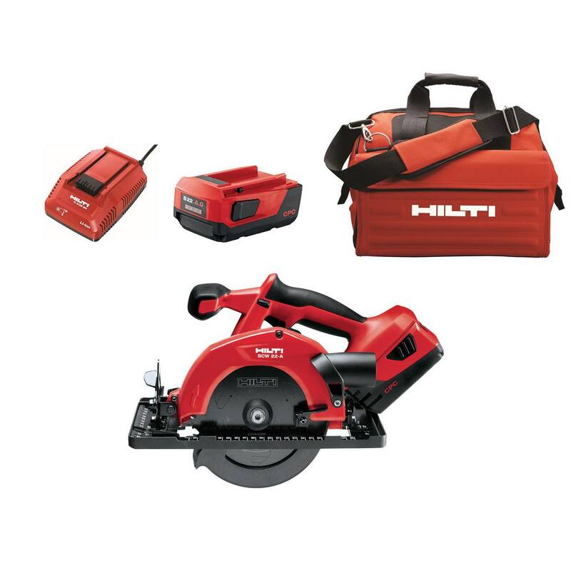Sierra circular compacta inalámbrica Hilti SCW de 22 voltios de iones de litio con paquete de batería y bolsa - 3482502.