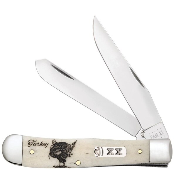 Case Cutlery 2023 Case Sportsman Series Embellished Smooth Natural Bone Trapper 6254 Ss Gift Tin Turkey - CAS-60574