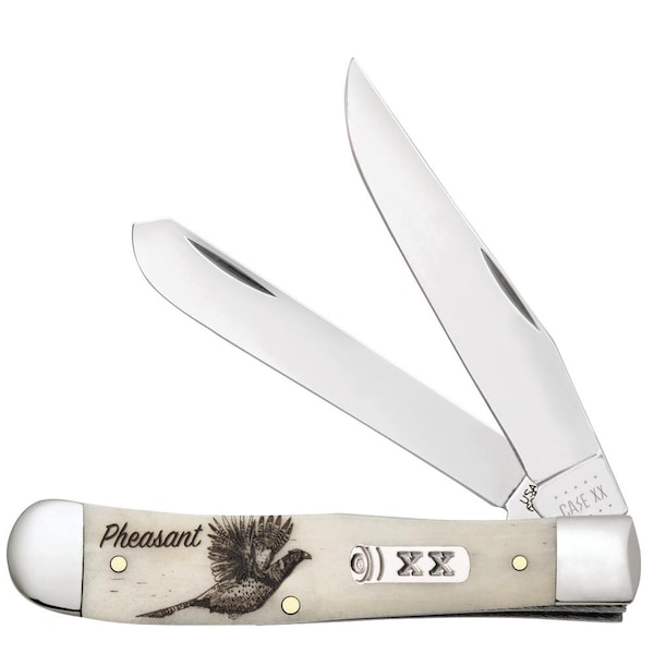 Case Cutlery 2023 Case Sportsman Series Embellished Smooth Natural Bone Trapper 6254 Ss Gift Tin Pheasant - CAS-60572