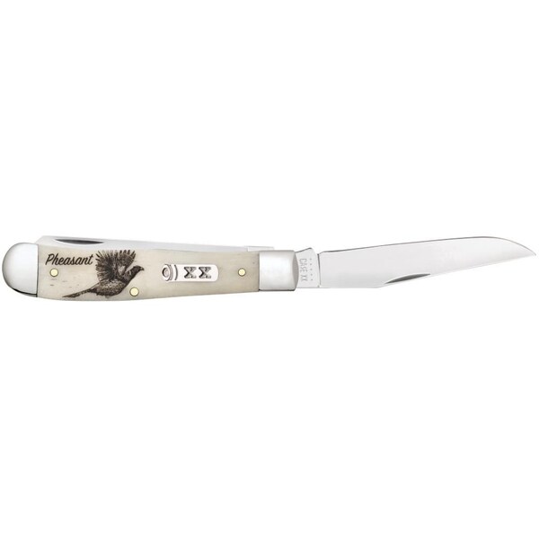 Case Cutlery 2023 Case Sportsman Series Embellished Smooth Natural Bone Trapper 6254 Ss Gift Tin Pheasant - CAS-60572