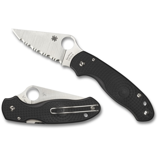 Spyderco 2024 Spyderco Para 3 Lightweight Black Serrated - SPY-C223SBK