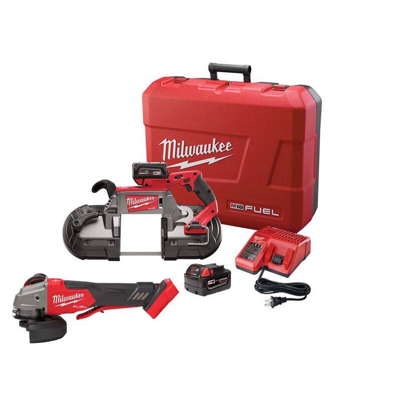 Milwaukee M18 FUEL Sierra de cinta inalámbrica de corte profundo de 18 voltios con tecnología Lithium-Ion sin escobillas en kit con amoladora M18 FUEL - 2729-22-2888-20