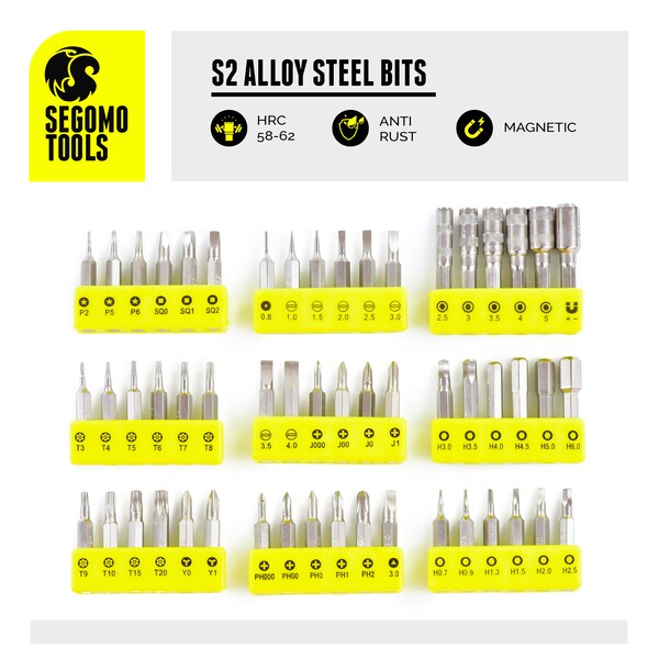 Segomo Tools 58 Piece Laptop, Cellphone, Screwdriver Repair Kit - T06005S