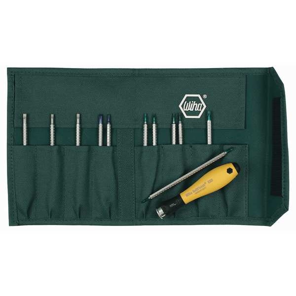 Wiha Slotted, Phillips, Torx Bit 8 1/2 in, Drive Size: 4 mm , Num. of pieces:12 - 26985
