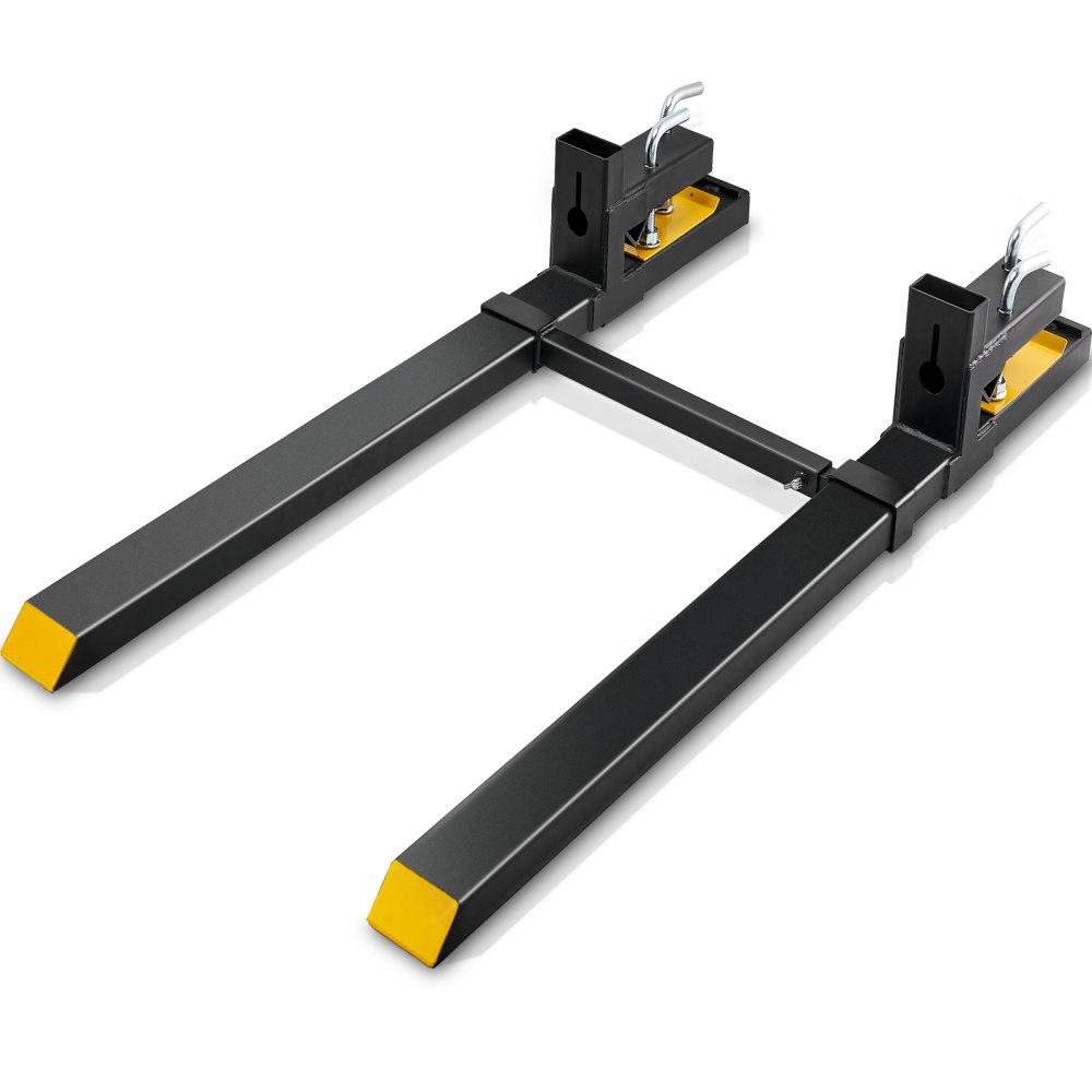 VEVOR  Pallet Forks, 4000 lbs Clamp on Pallet Forks, 60" Total Length Heavy Duty Pallet Forks with Adjustable Stabilizer Bar, Tractor Bucket Forks for Tractor Attachments, Skid Steer, Loader Bucket - HCS60INCH400083LFV0