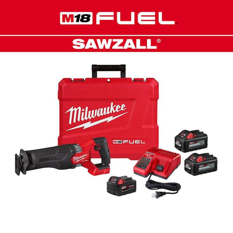 Milwaukee M18 FUEL 18V Sierra alternativa inalámbrica reciprocante Brushless de iones de litio Sawzall Kit con dos baterías de 6.0Ah - 2821-21-48-11-1862